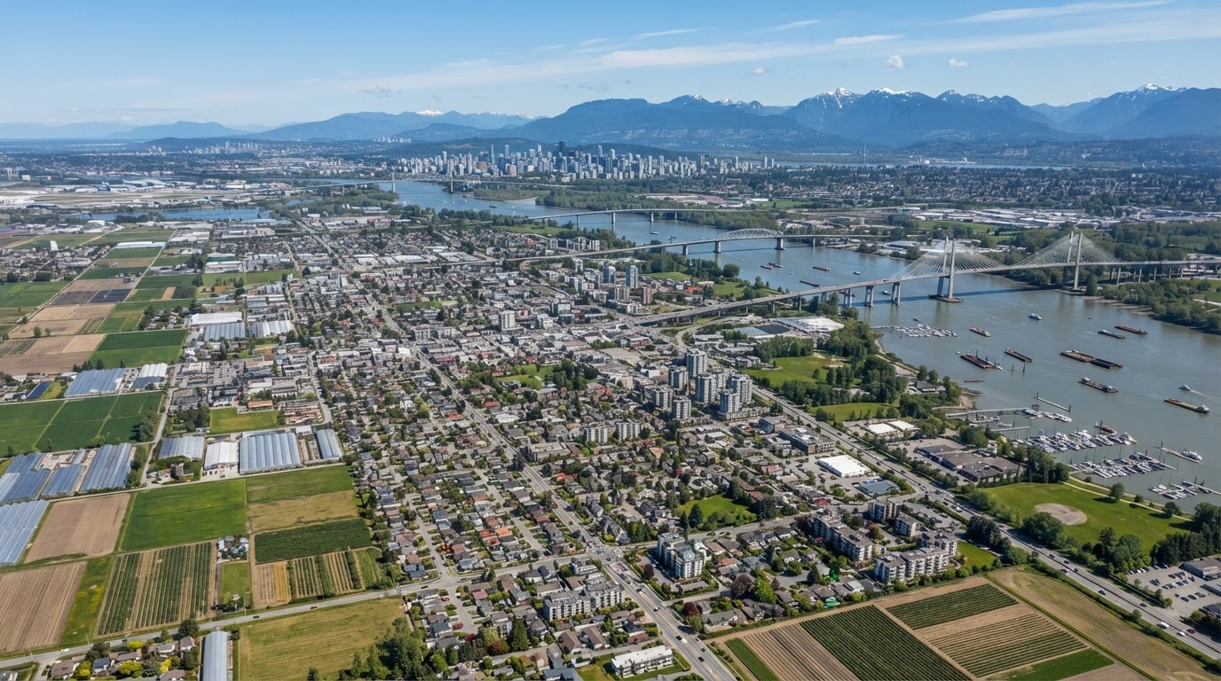 Aerial view of Richmond, BC - civil contractor service area