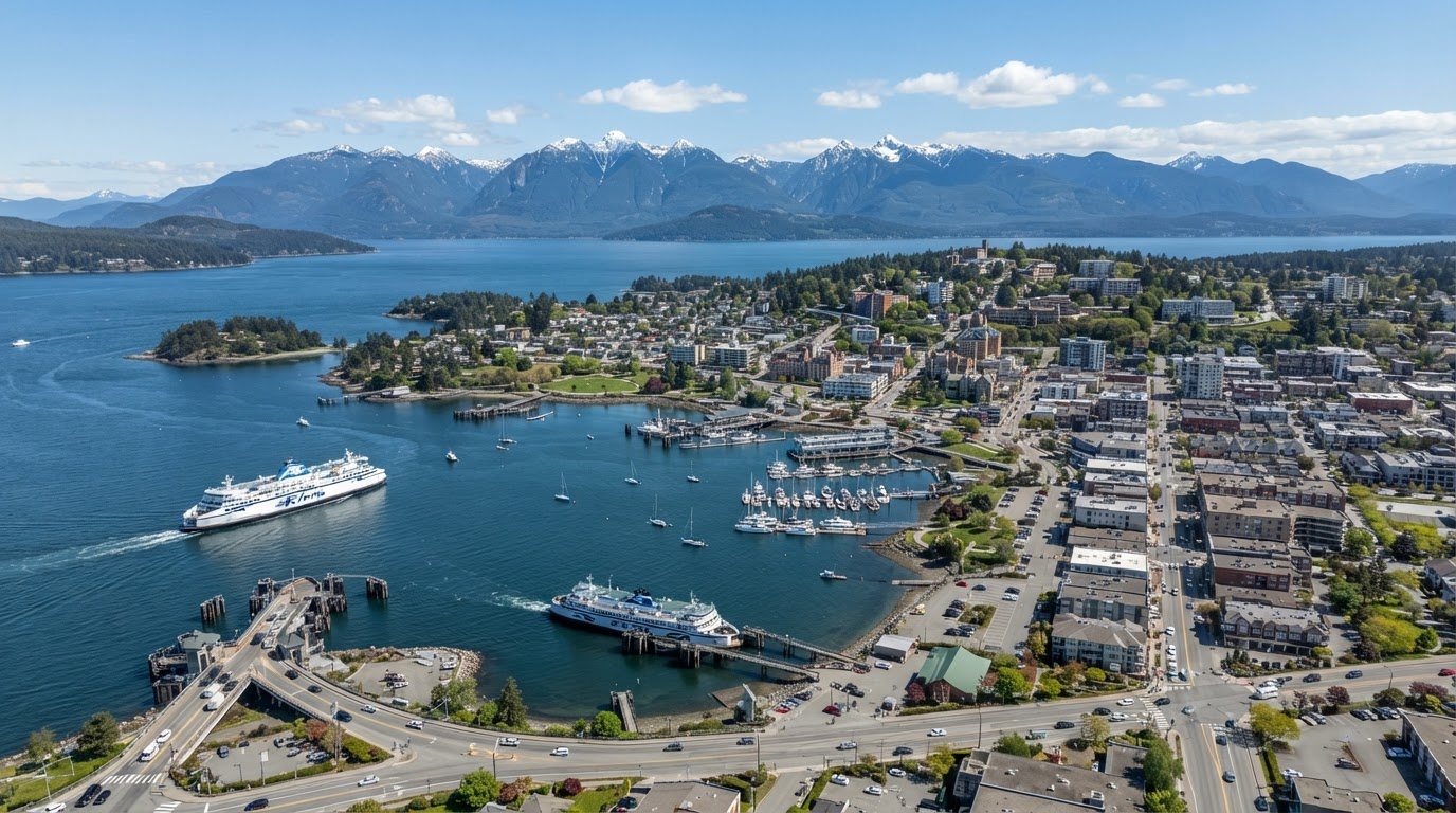 Aerial view of Nanaimo, BC - civil contractor service area