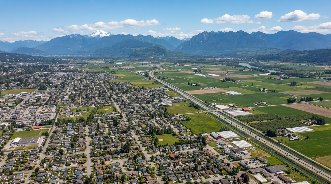 Aerial view of Abbotsford, BC - civil contractor service area