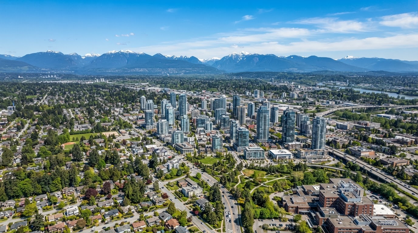 Aerial view of Surrey, BC - civil contractor service area