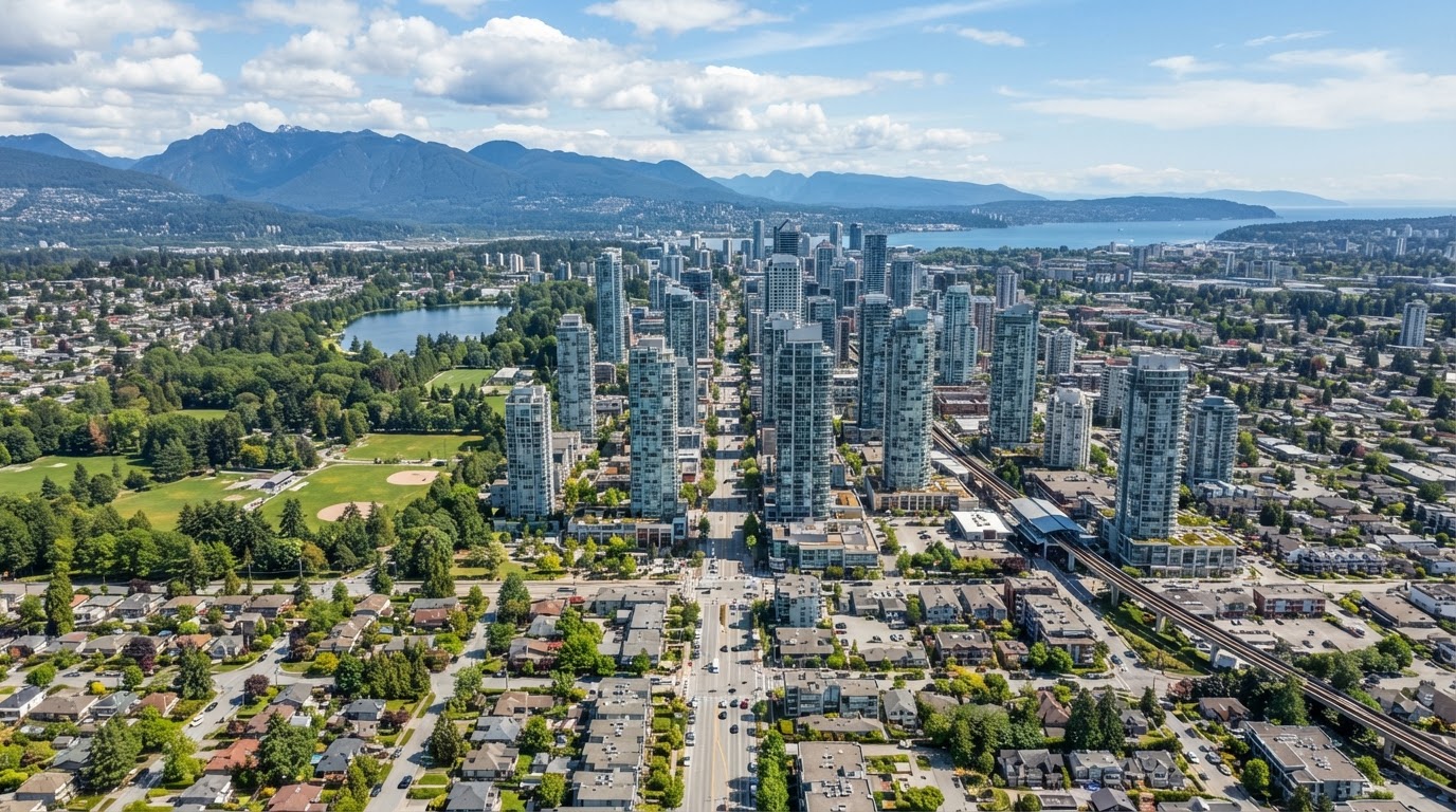Aerial view of Burnaby, BC - civil contractor service area