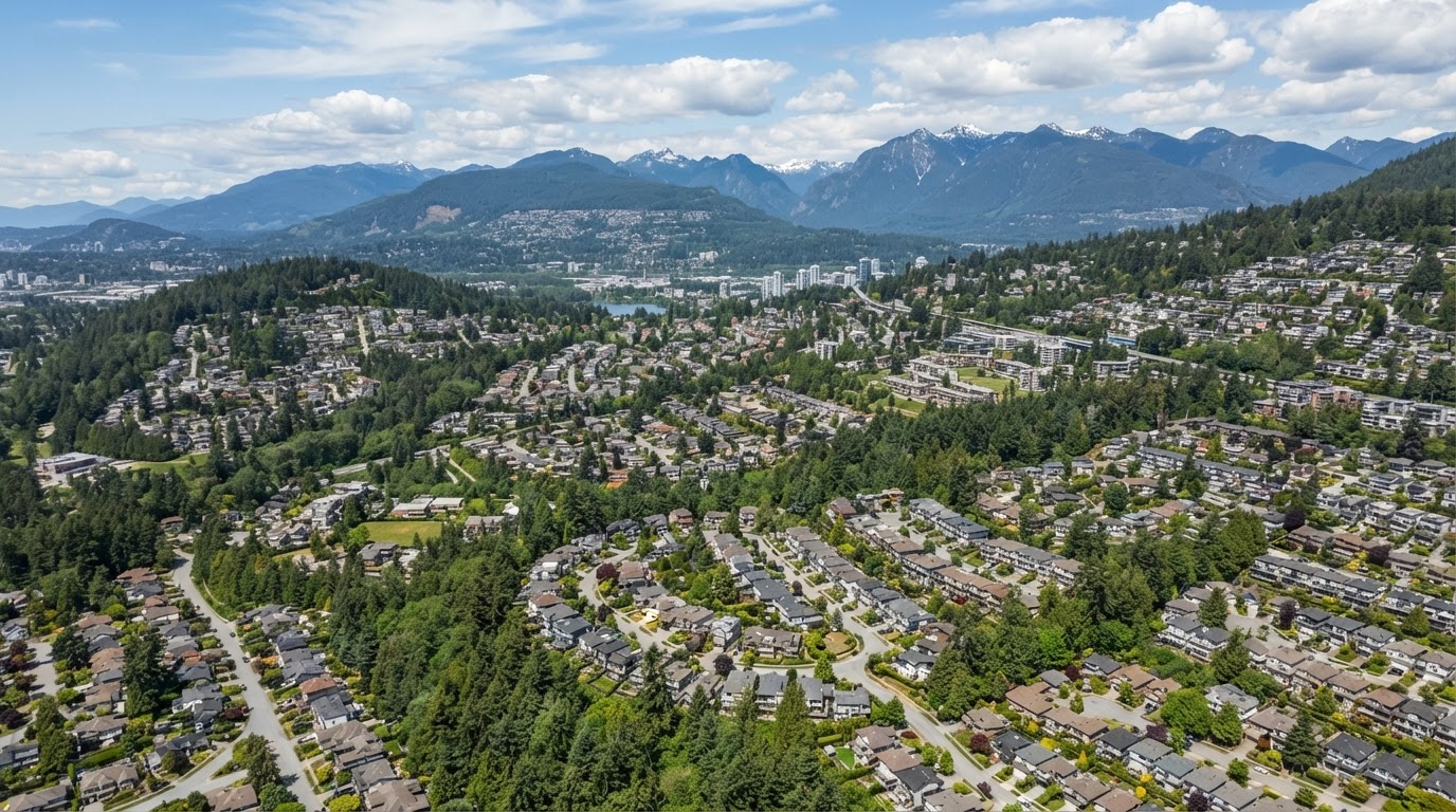 Aerial view of Coquitlam, BC - civil contractor service area