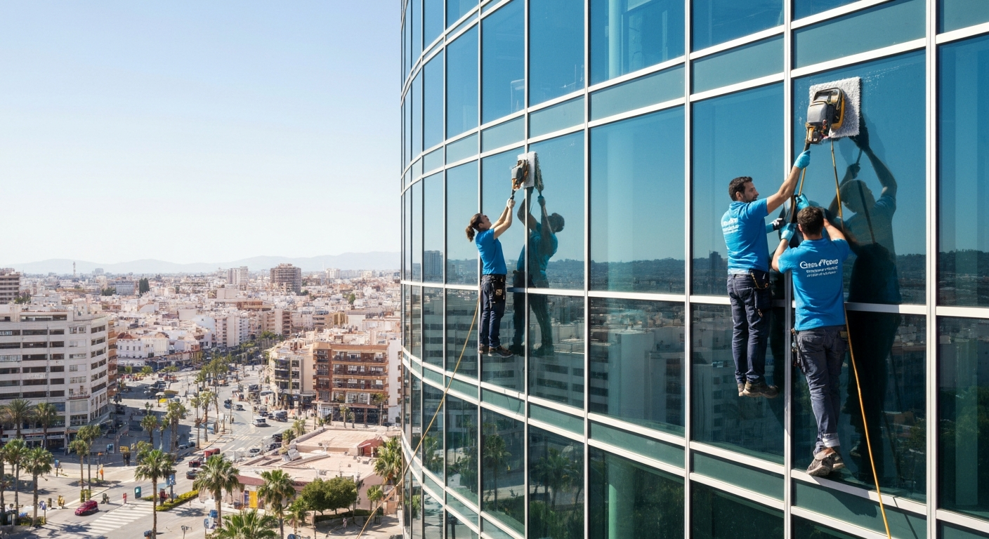 Especialistas en limpieza de cristales en altura en Málaga