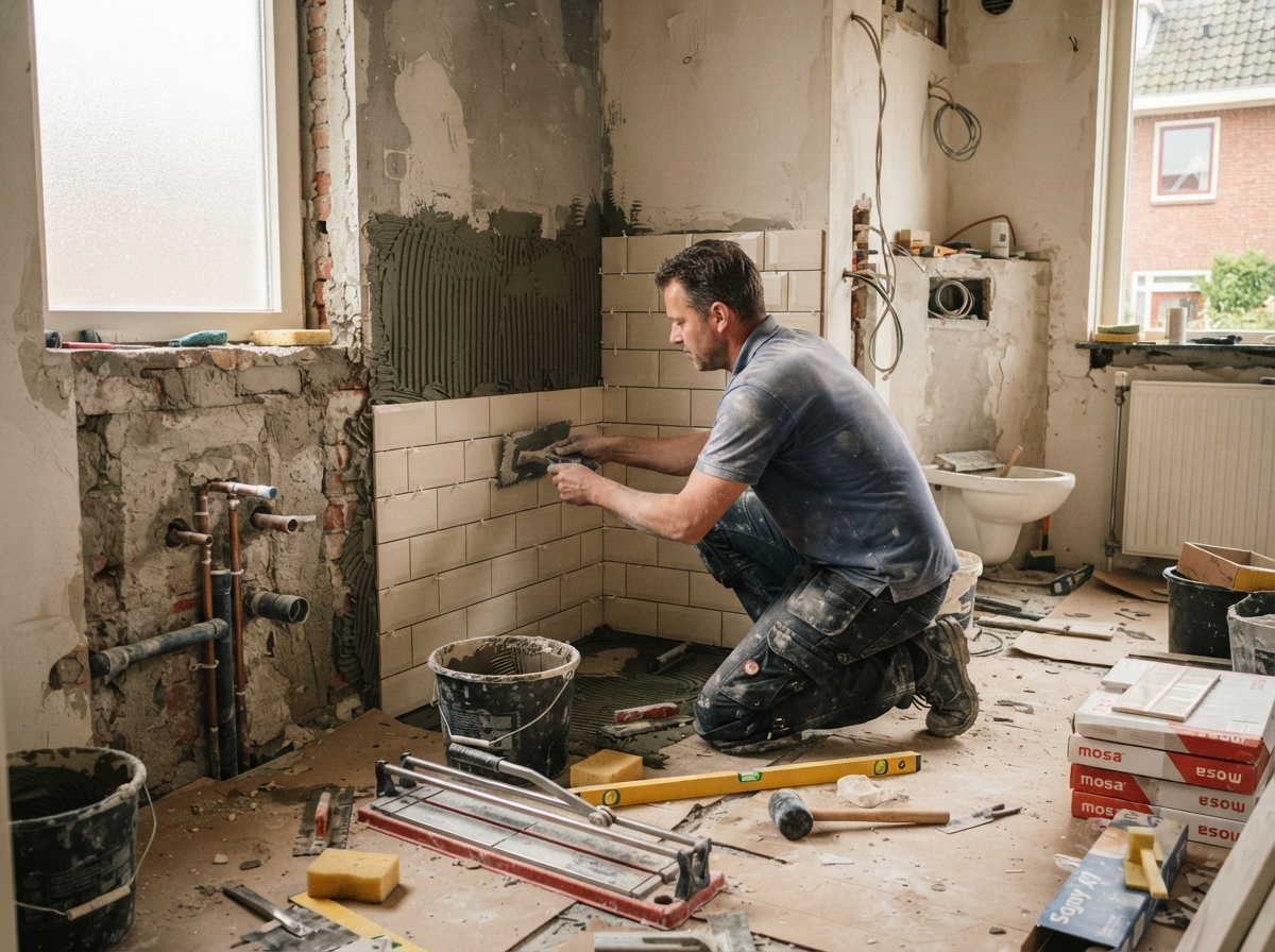 Badkamerrenovatie in volle gang met onduidelijke planning