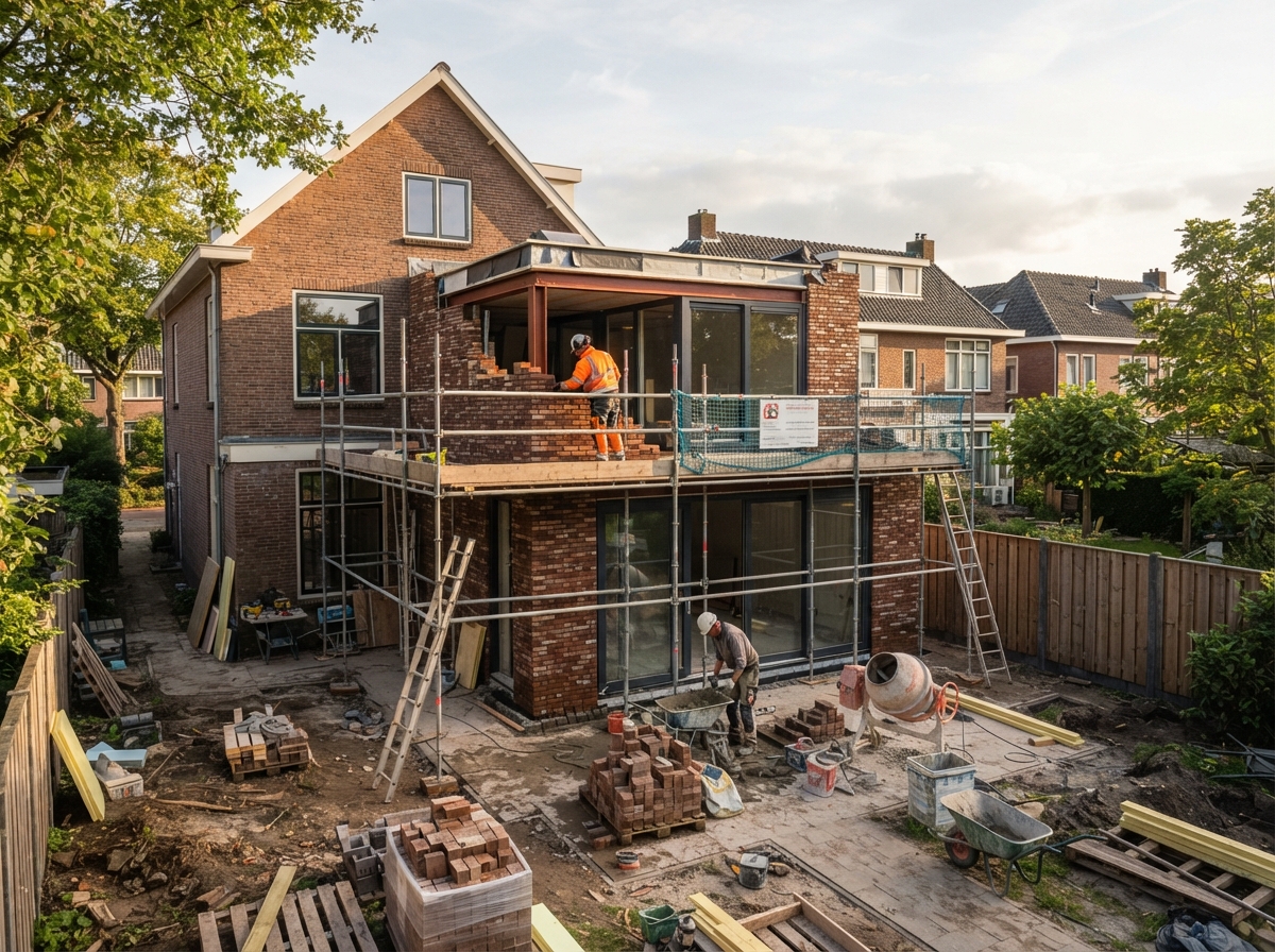 Aanbouw onder constructie waarbij het budget nog onduidelijk is