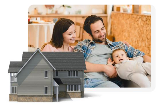 Happy family and house