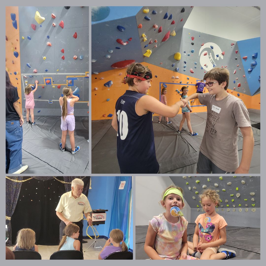 Kids at climbing wall