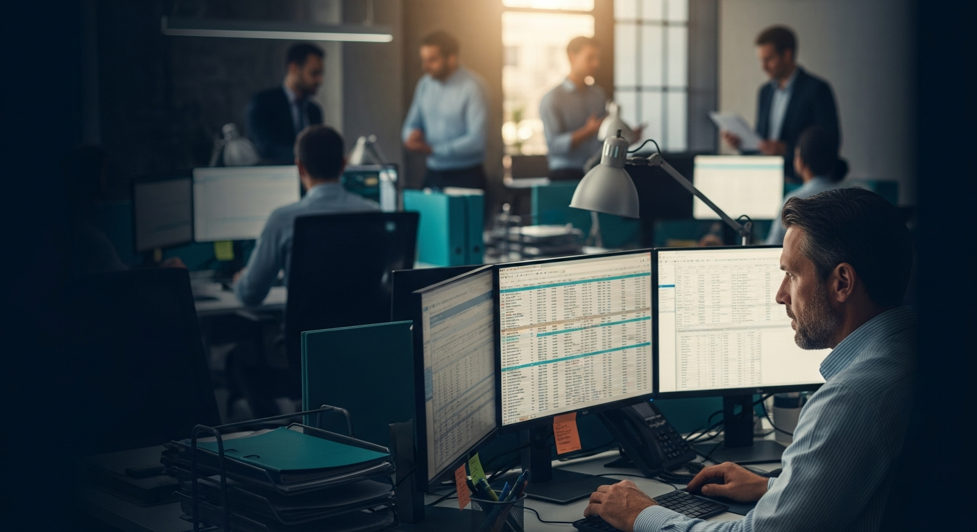 Accounting professional actively serving customers using modern business systems