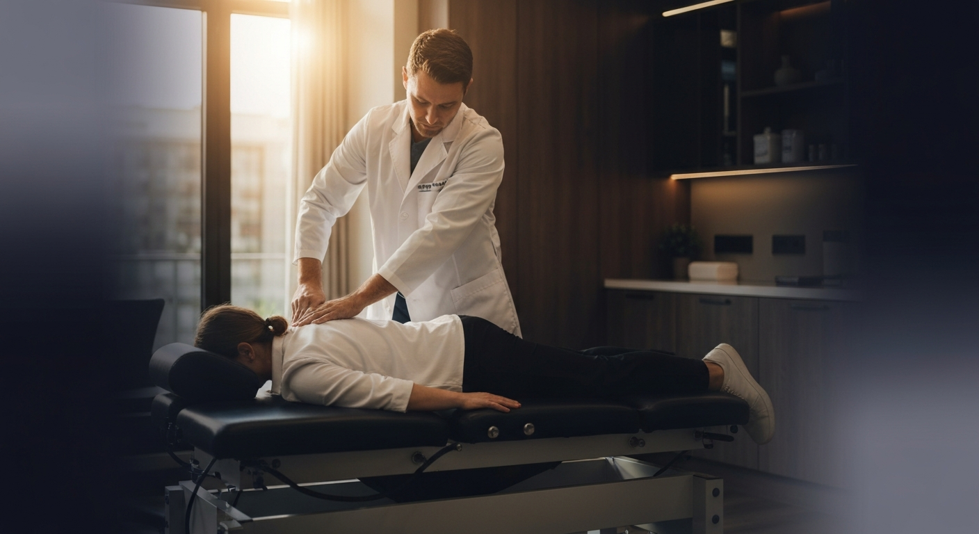 Chiropractic professional actively serving customers using modern business systems