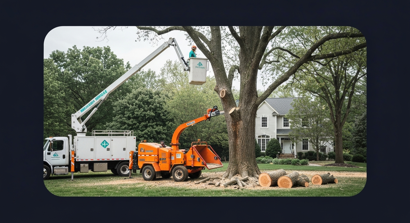 Tree services professional actively serving customers using modern business systems