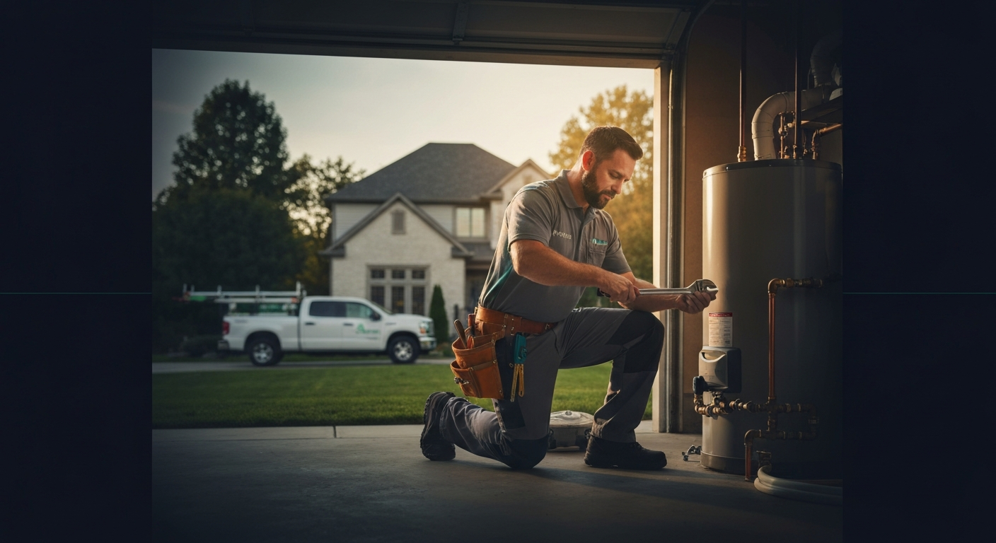 Plumbing professional repairing residential plumbing systems