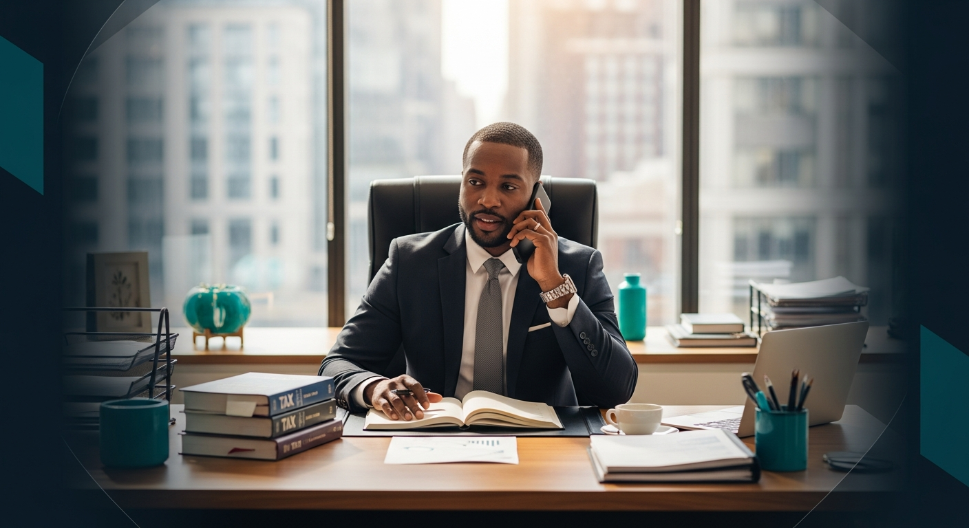 Tax advisor actively serving customers using modern business systems