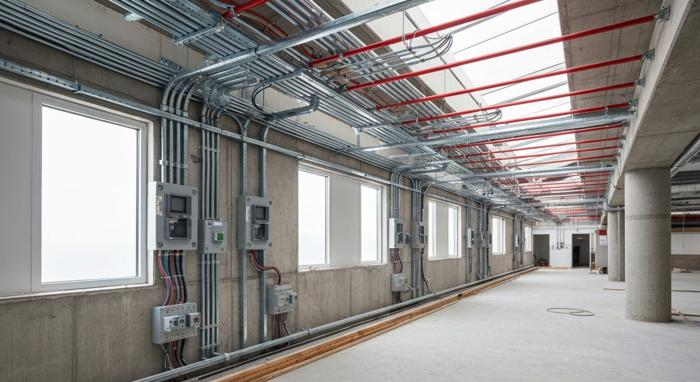 Electricians working on site