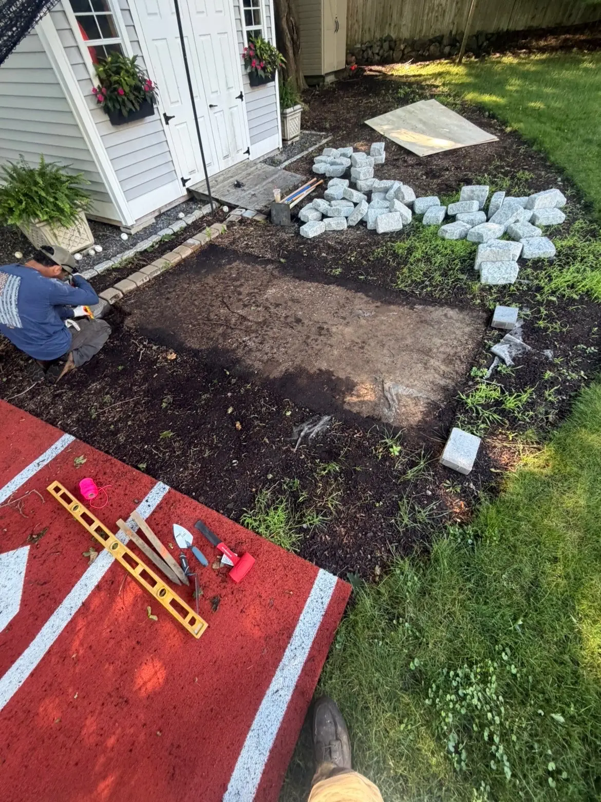 Before landscaping project in Arlington MA