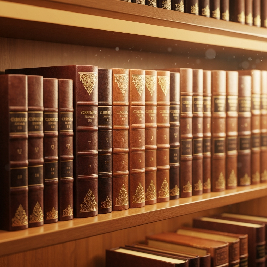 Legal reference books in a law library