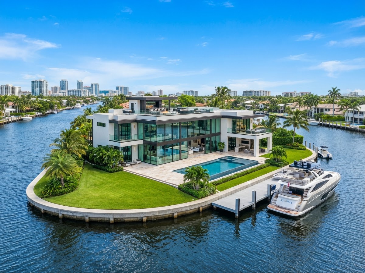516 Mola Ave Point-Lot Estate — Modern Point-Lot Waterfront Estate at 516 Mola Avenue, Fort Lauderdale, FL 33301