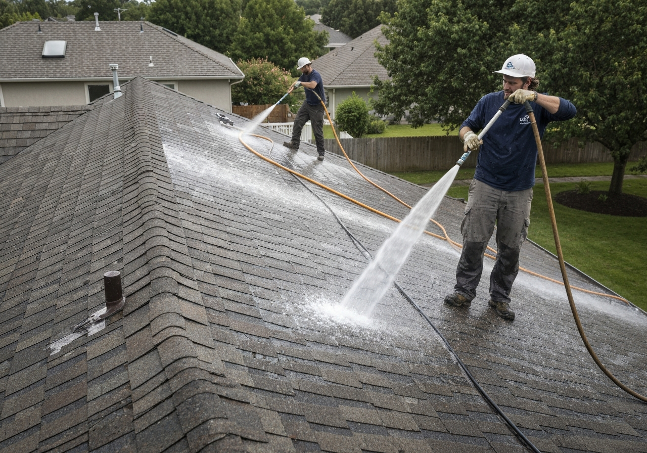 Soft-wash roof cleaning Surrey BC