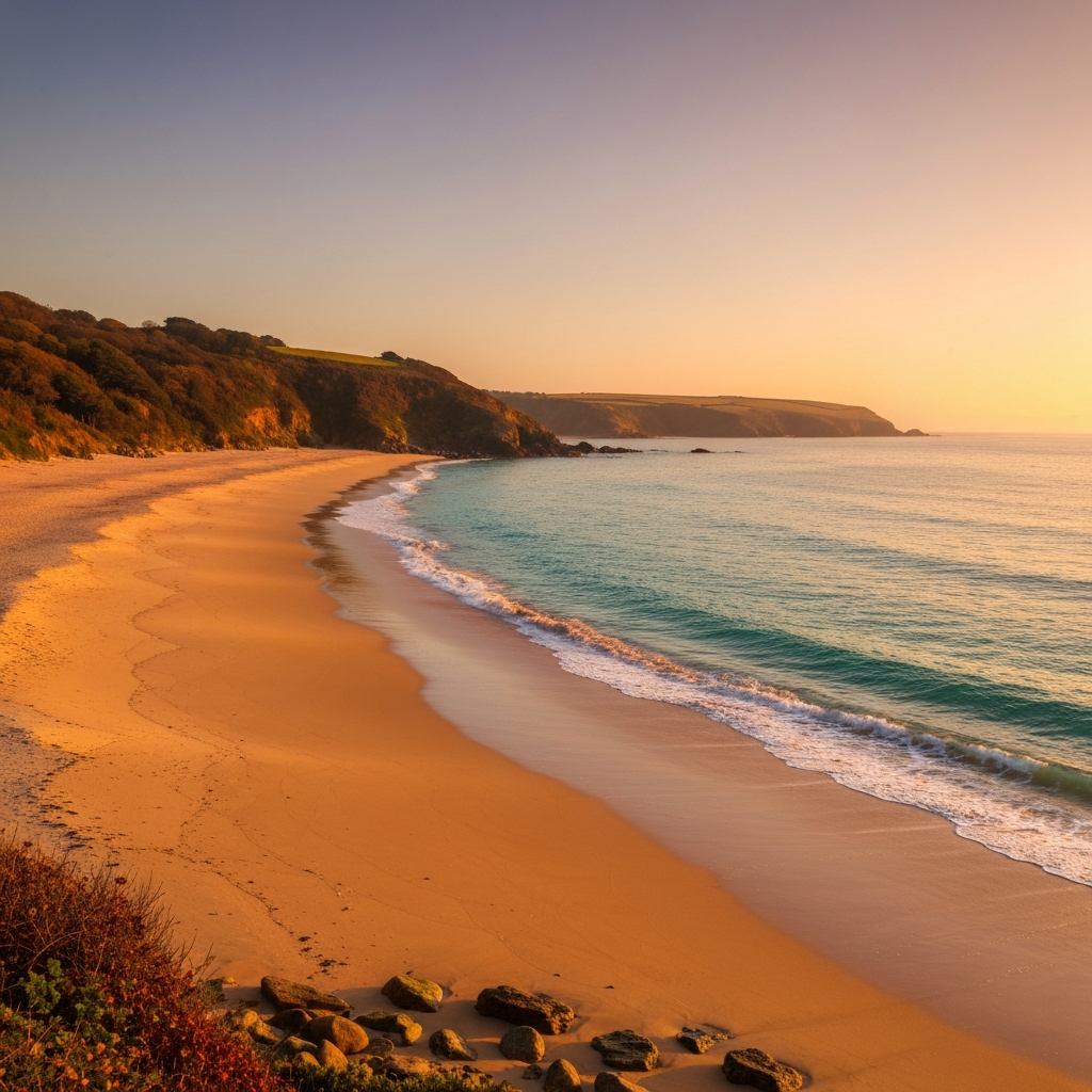 Peaceful autumn beach scene