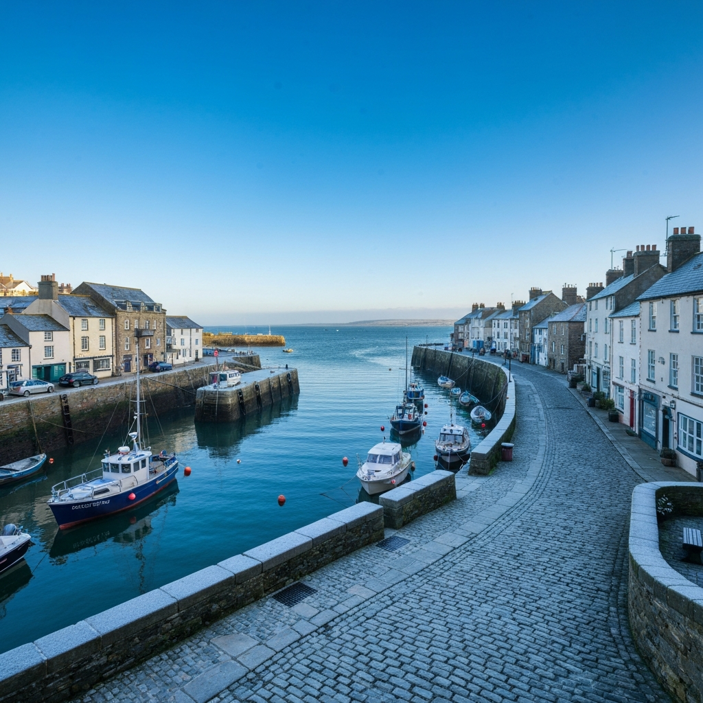 Looe harbour in winter