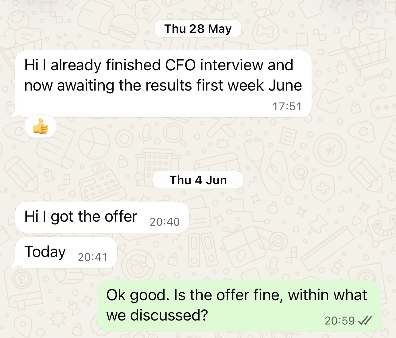 Client WhatsApp message