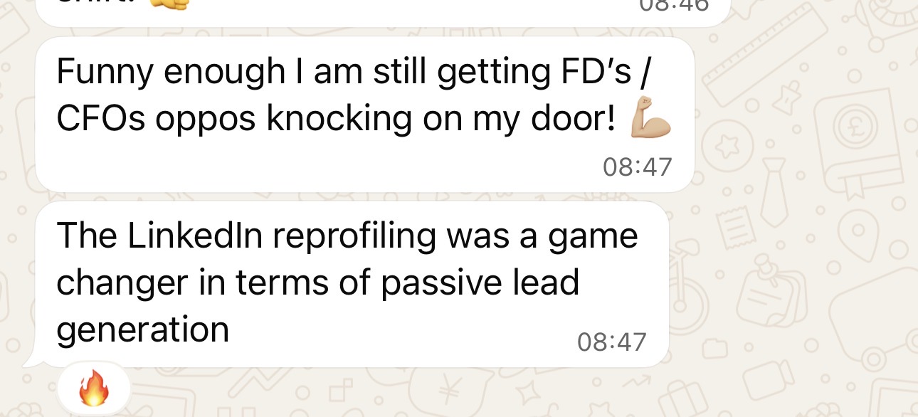 Client WhatsApp message