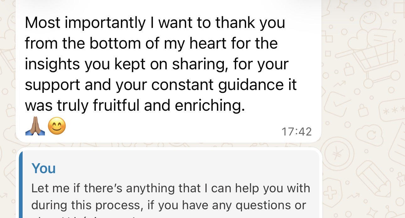 Client WhatsApp message