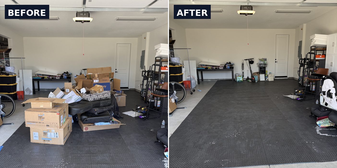Garage Cleanout before and after junk removal in Oakley, CA