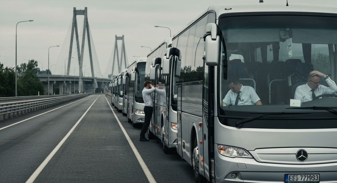 Group transportation near bridge