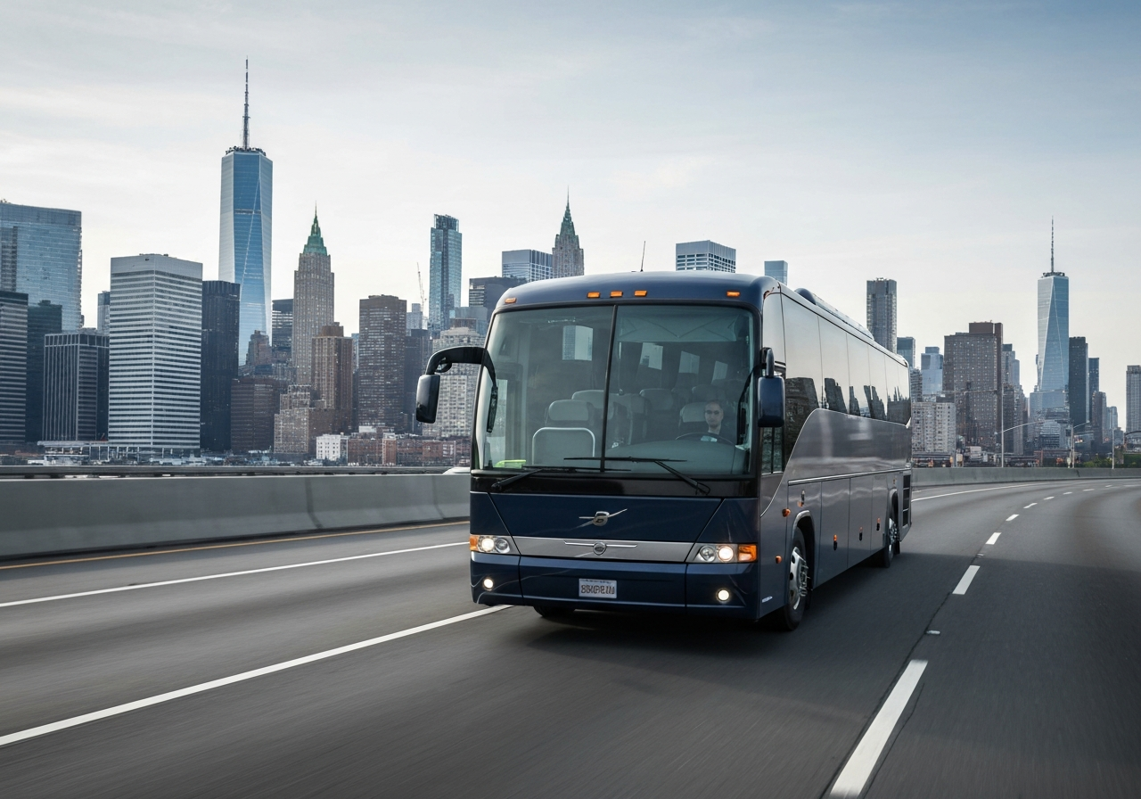 Coach bus with New York skyline