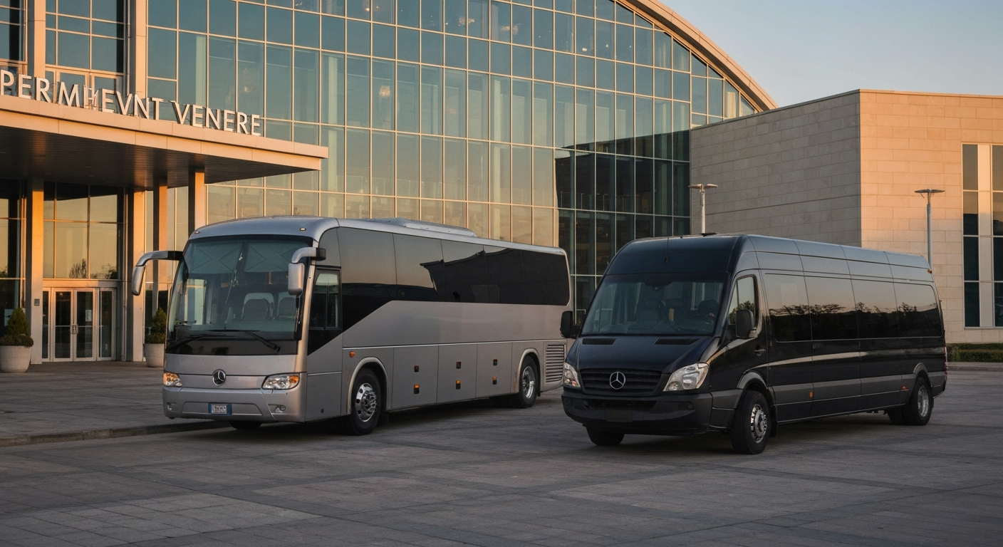 Coordinated fleet of modern coach bus and sprinter van