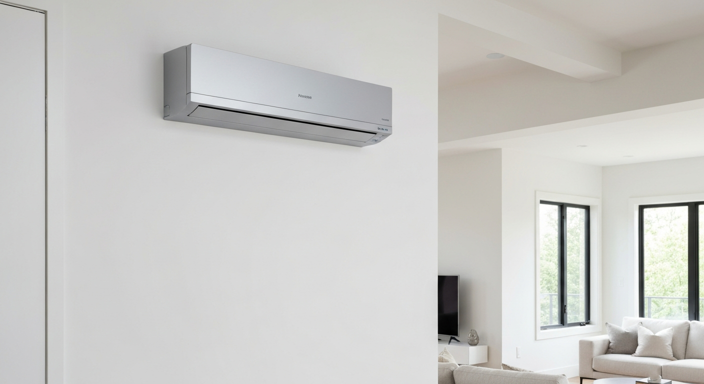 Ductless mini split unit on wall