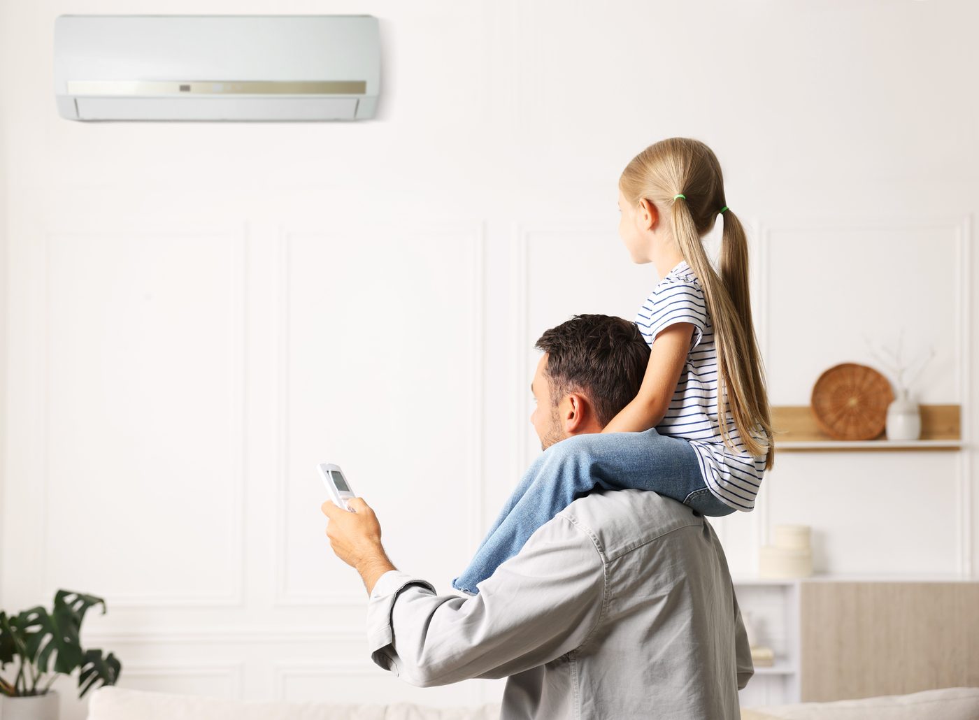 Family enjoying comfortable home temperature