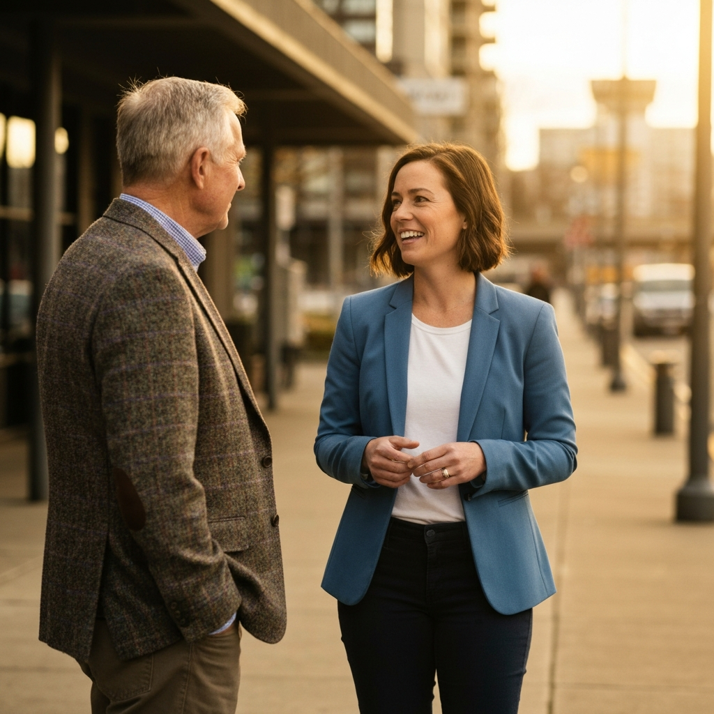 Oliver King engaging with community members at a campaign event in North Vancouver