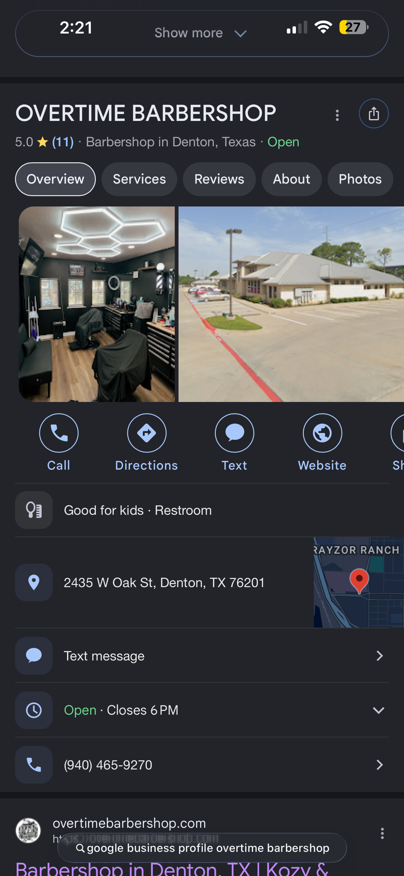 Google Business Profile optimization for Overtime Barbershop