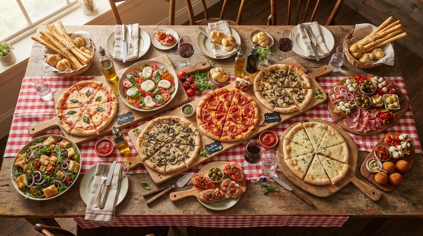 Frankeez Pizzeria Italian catering spread