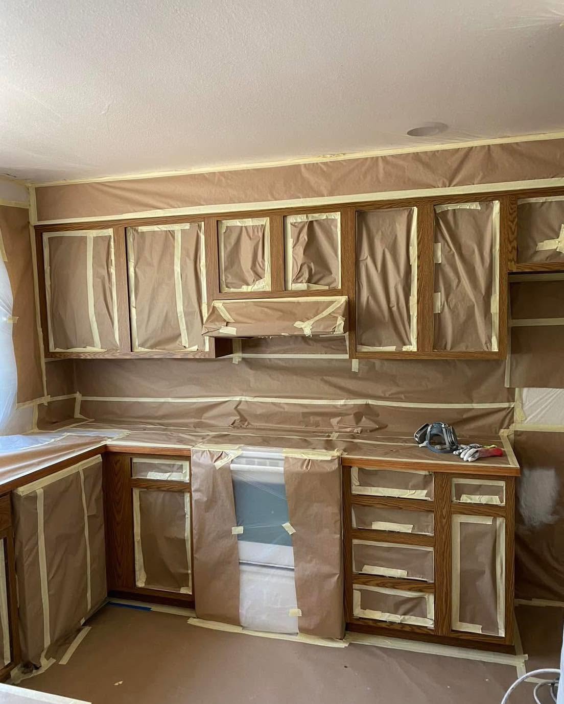 Kitchen Cabinet Prep (Before)
