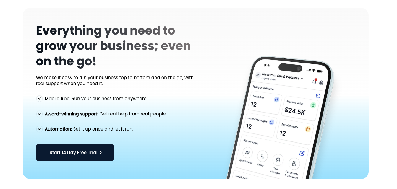 HighLevel mobile app for business CRM management