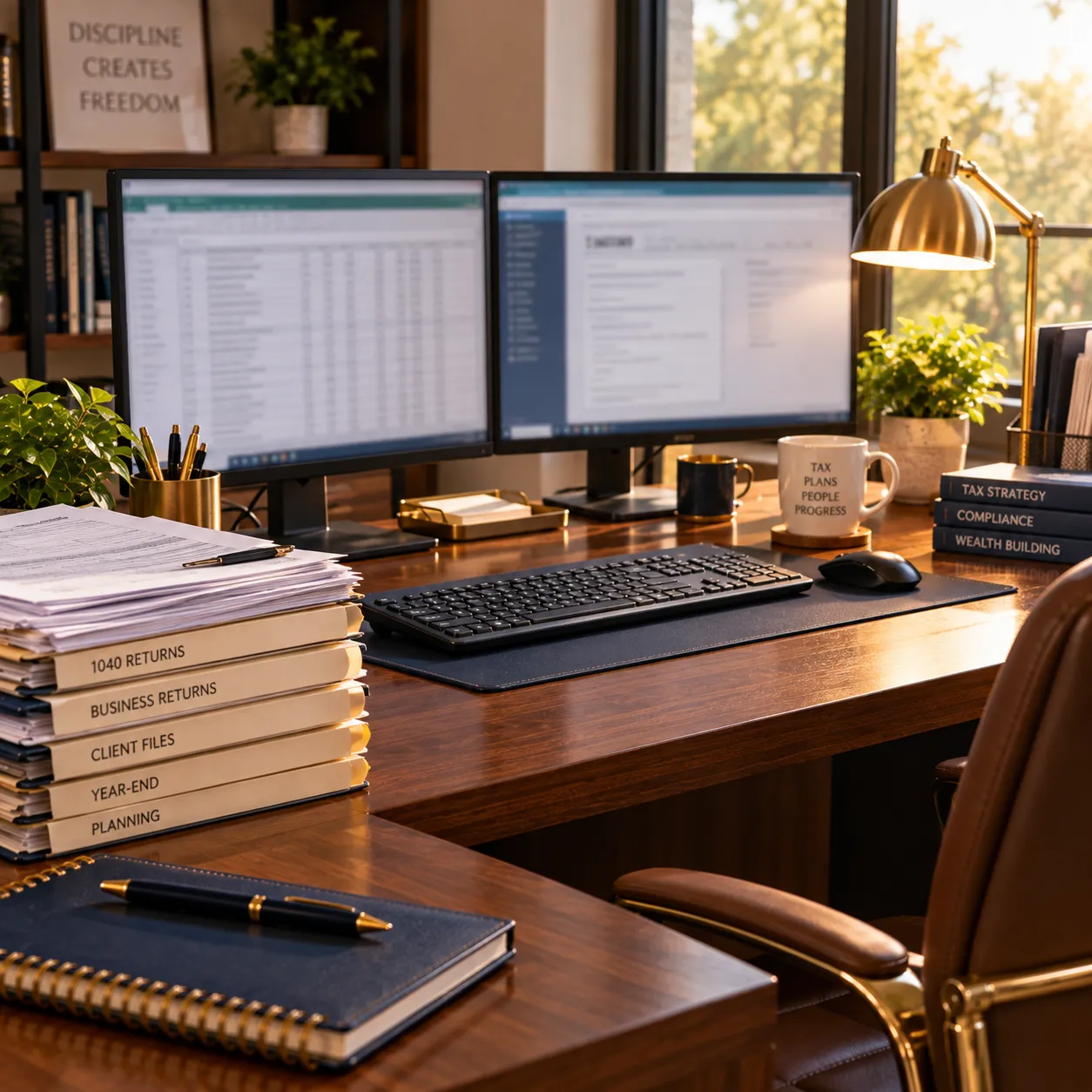 Organized folders of tax records kept for IRS record retention