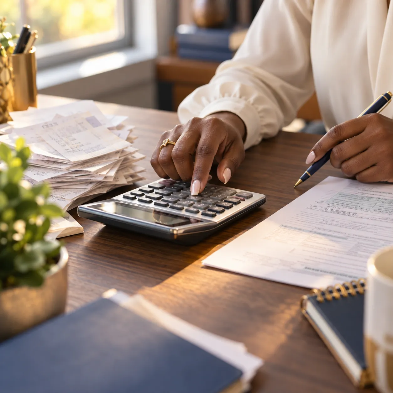 Business owner comparing business tax return forms