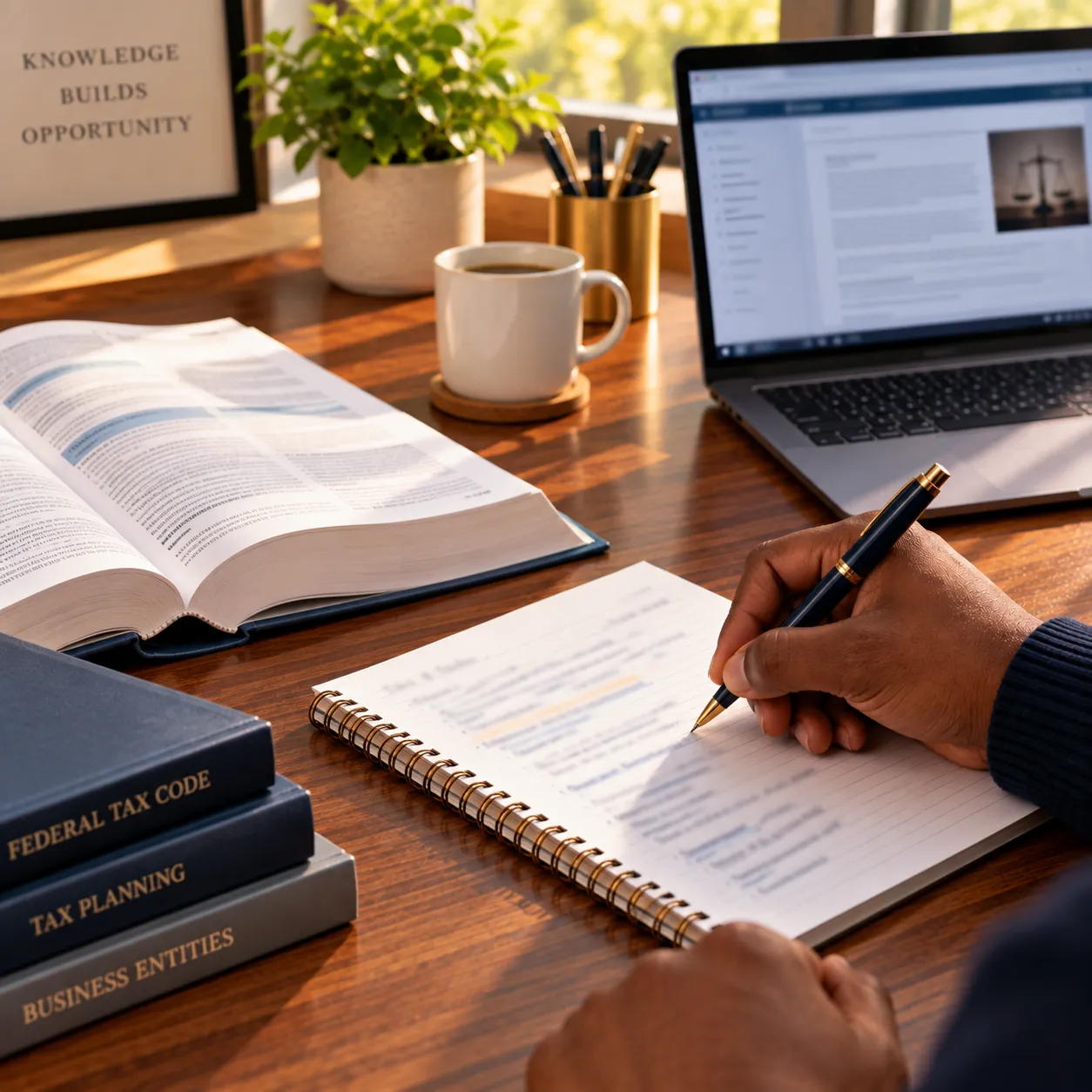 Small business owner organizing tax records and receipts