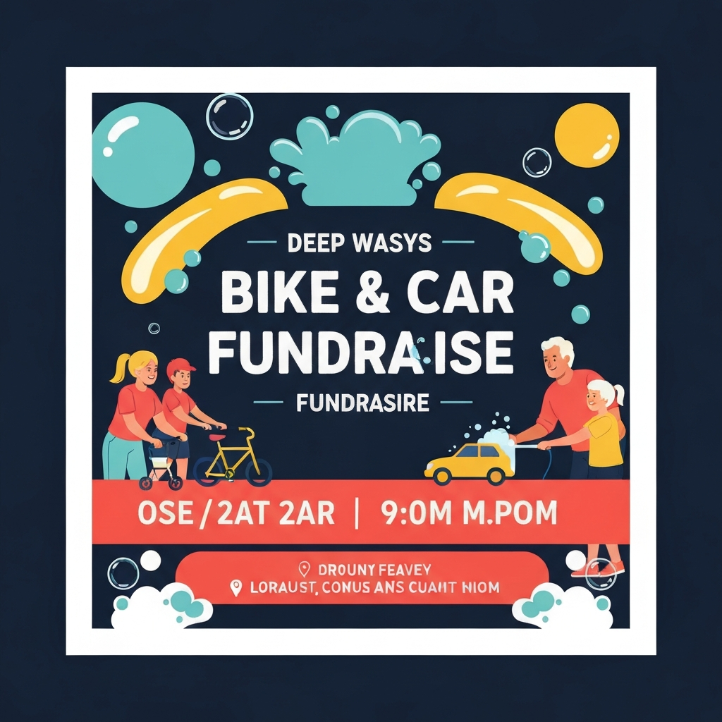 Car & Bike Wash Fundraiser Poster