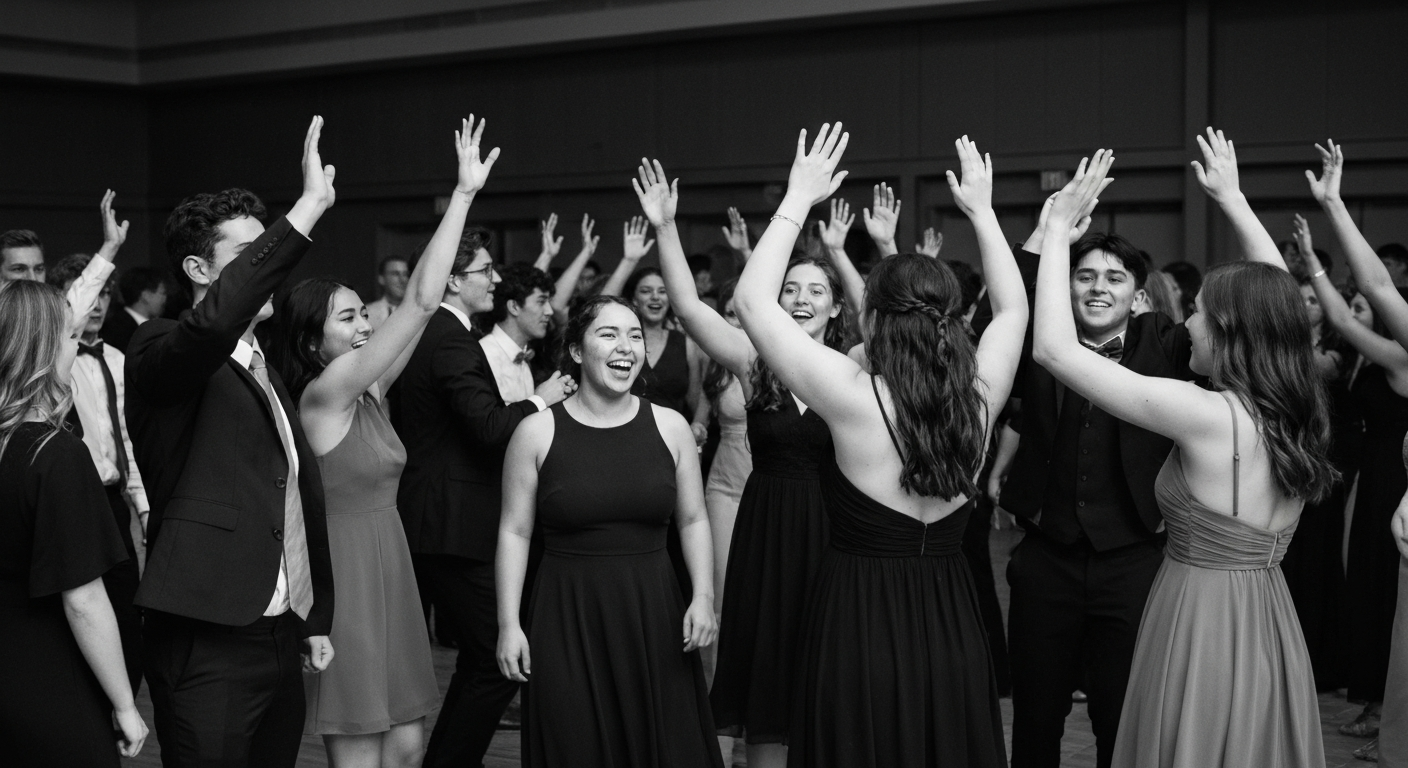 Students celebrating at a school dance