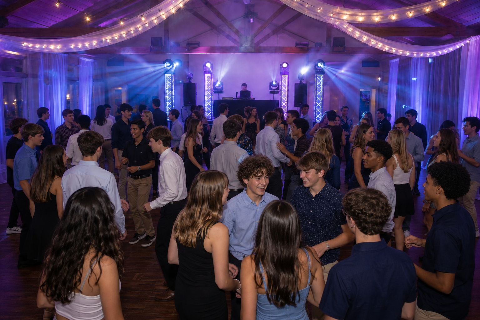 Homecoming dance with students celebrating