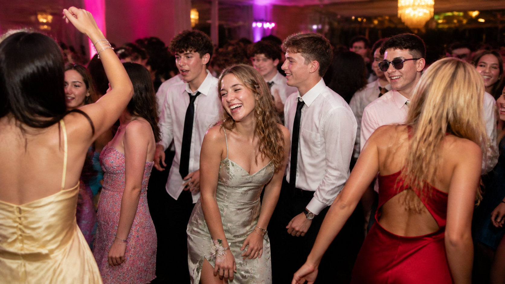 High school students dancing at a homecoming dance