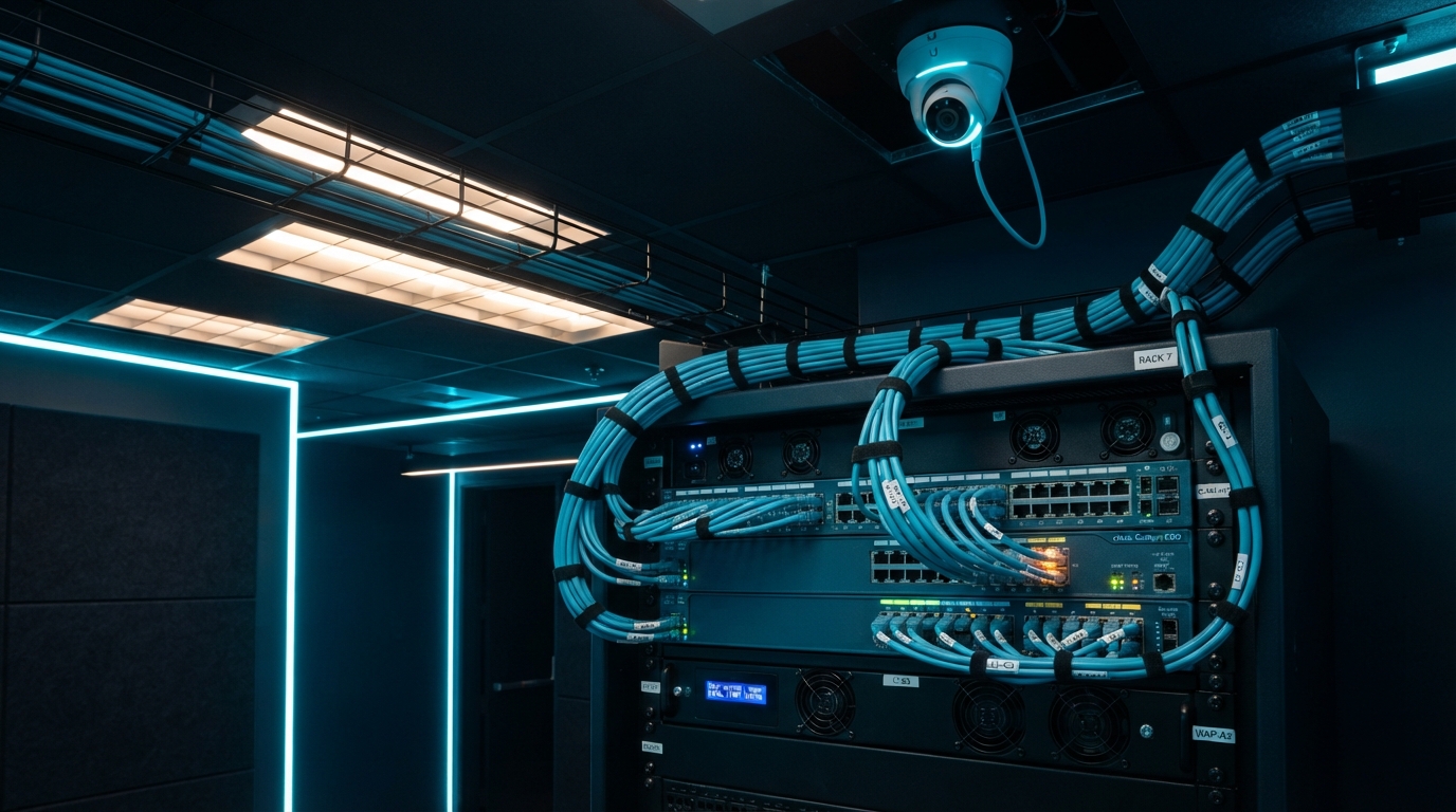 Power over Ethernet infrastructure with network switch and connected devices
