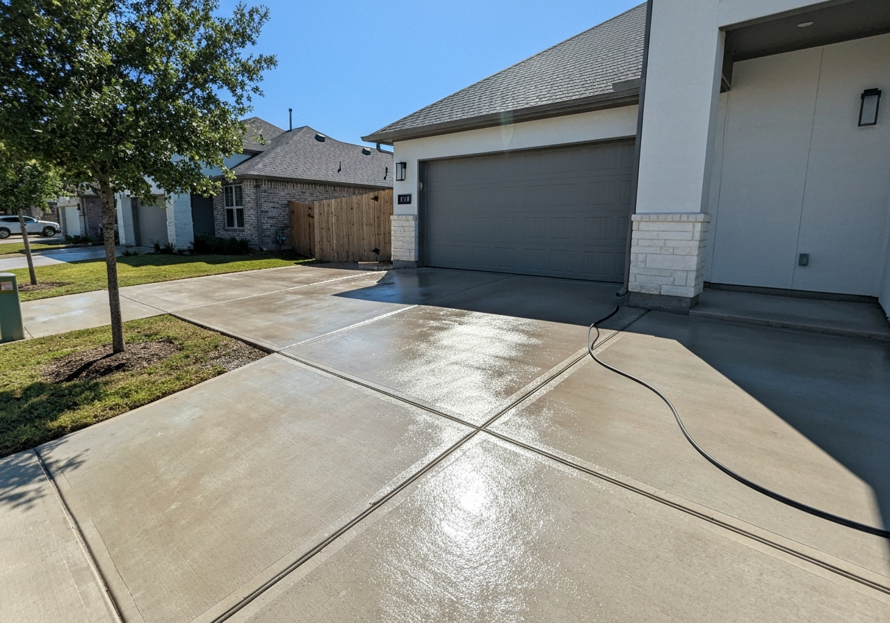 Clean pressure washed driveway and walkway in Los Fresnos TX