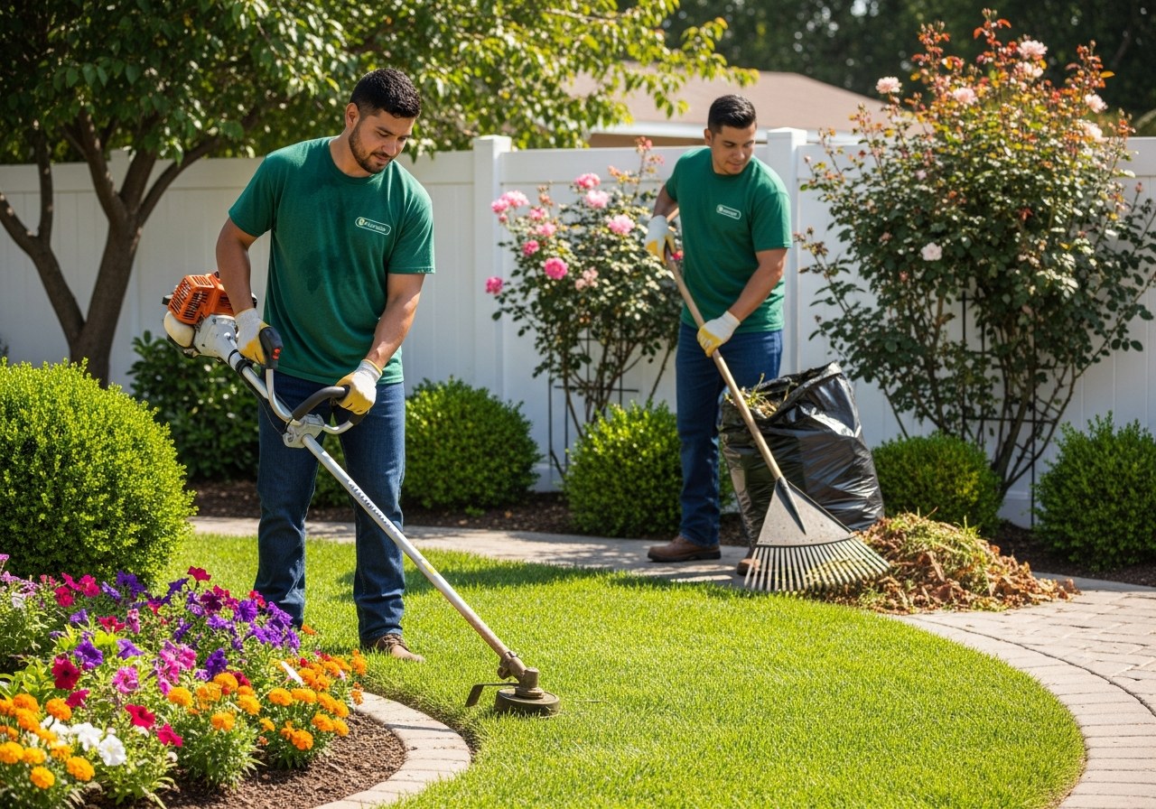 Solid Services Pro landscaping and lawn care team working in Brownsville TX