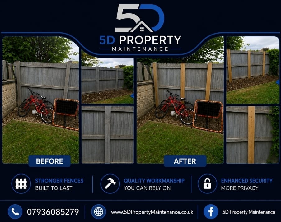 Fence Repair & Replacement - 5D Property Maintenance project in Yorkshire