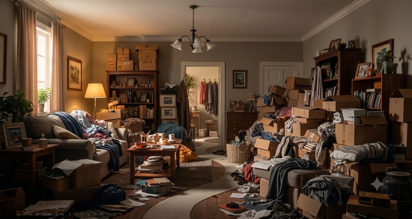 Pièce très encombrée, difficile à habiter