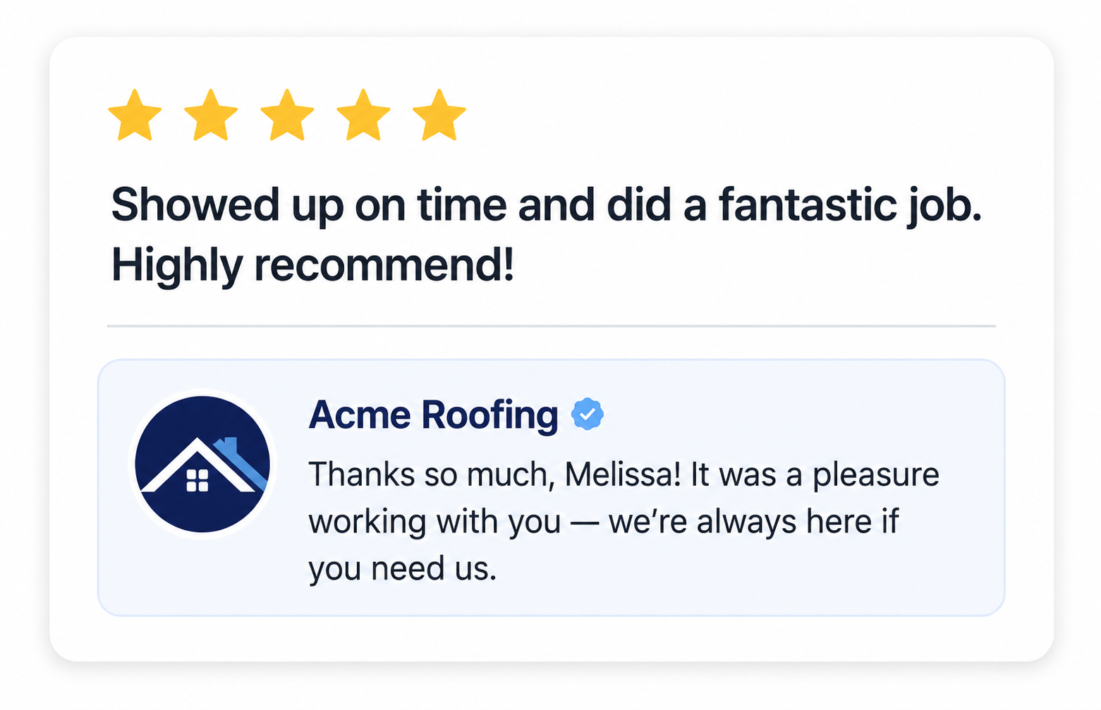 Look Professional Without the Work - Google Business review reply example